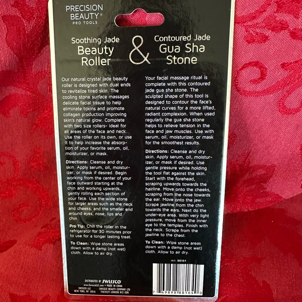 Precision Beauty Contoured Soothing Jade Roller and Gua Sha Stone Set
